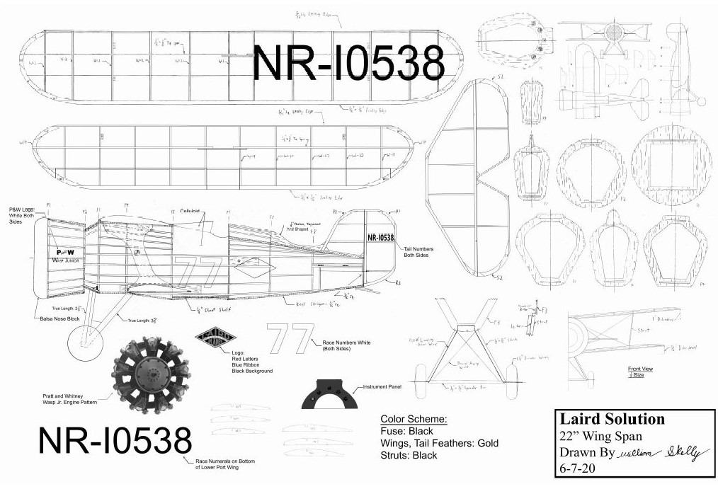 Laird “Solution” Scale Model Plan & 3 View Stealth Squadron FAC49